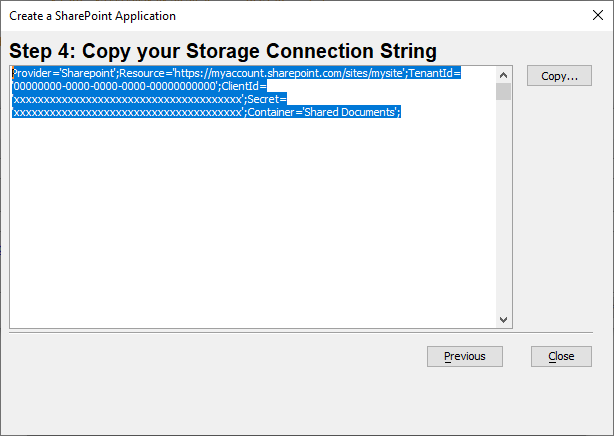 Step 4 - Copy your Storage Connection String